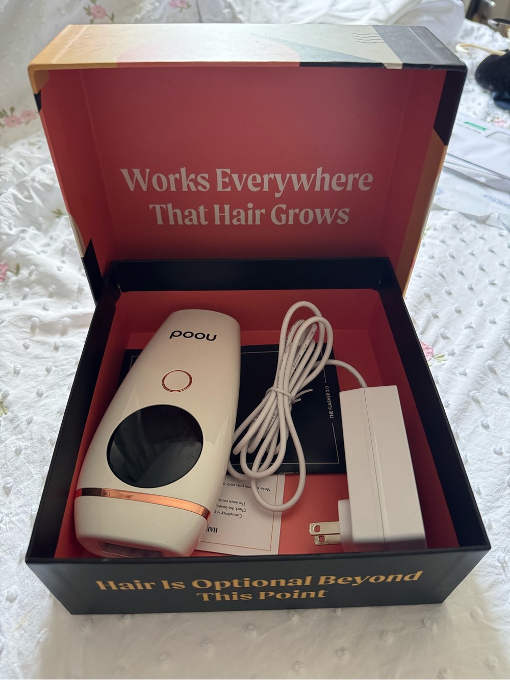 Nood Portable IPL Hair Removal Device in White with Rose Gold Trim